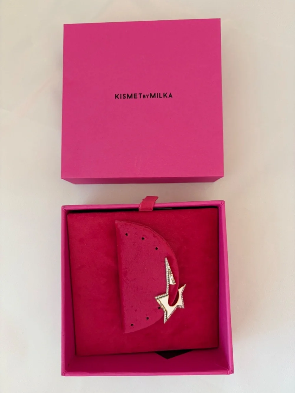 Kismet by Milka 18K Gold Coops Star Diamond Earring | White Ceramic & Baguette D